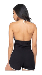 Ribbed Halter Romper Black - Model Express Vancouver