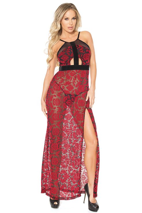 Rose Lace Halter Gown - Model Express VancouverLingerie