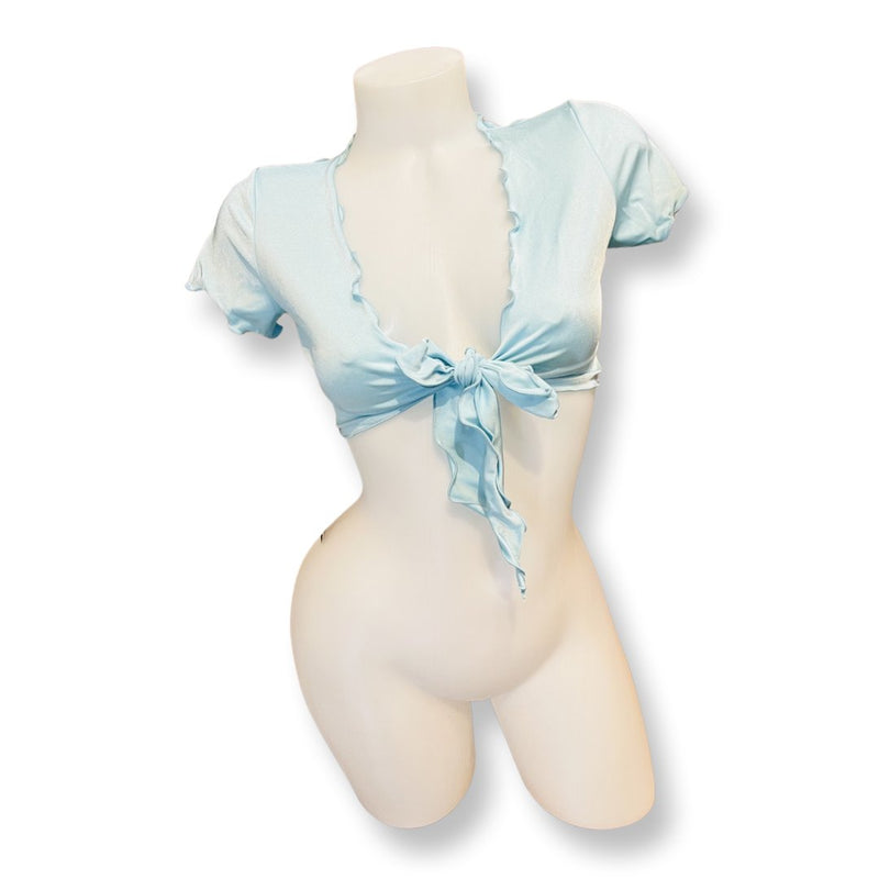 Ruffle School Girl Top Baby Blue - Model Express VancouverClothing