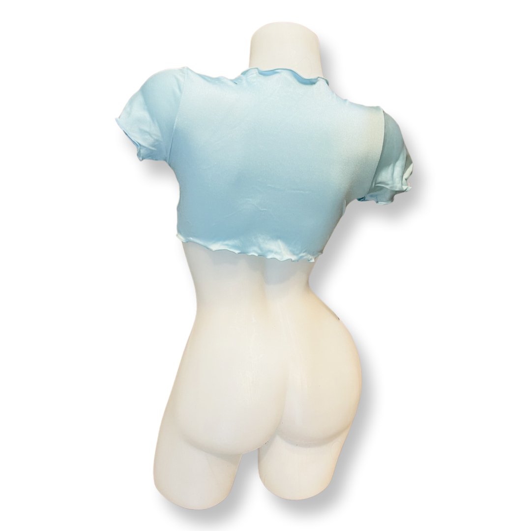 Ruffle School Girl Top Baby Blue - Model Express VancouverClothing