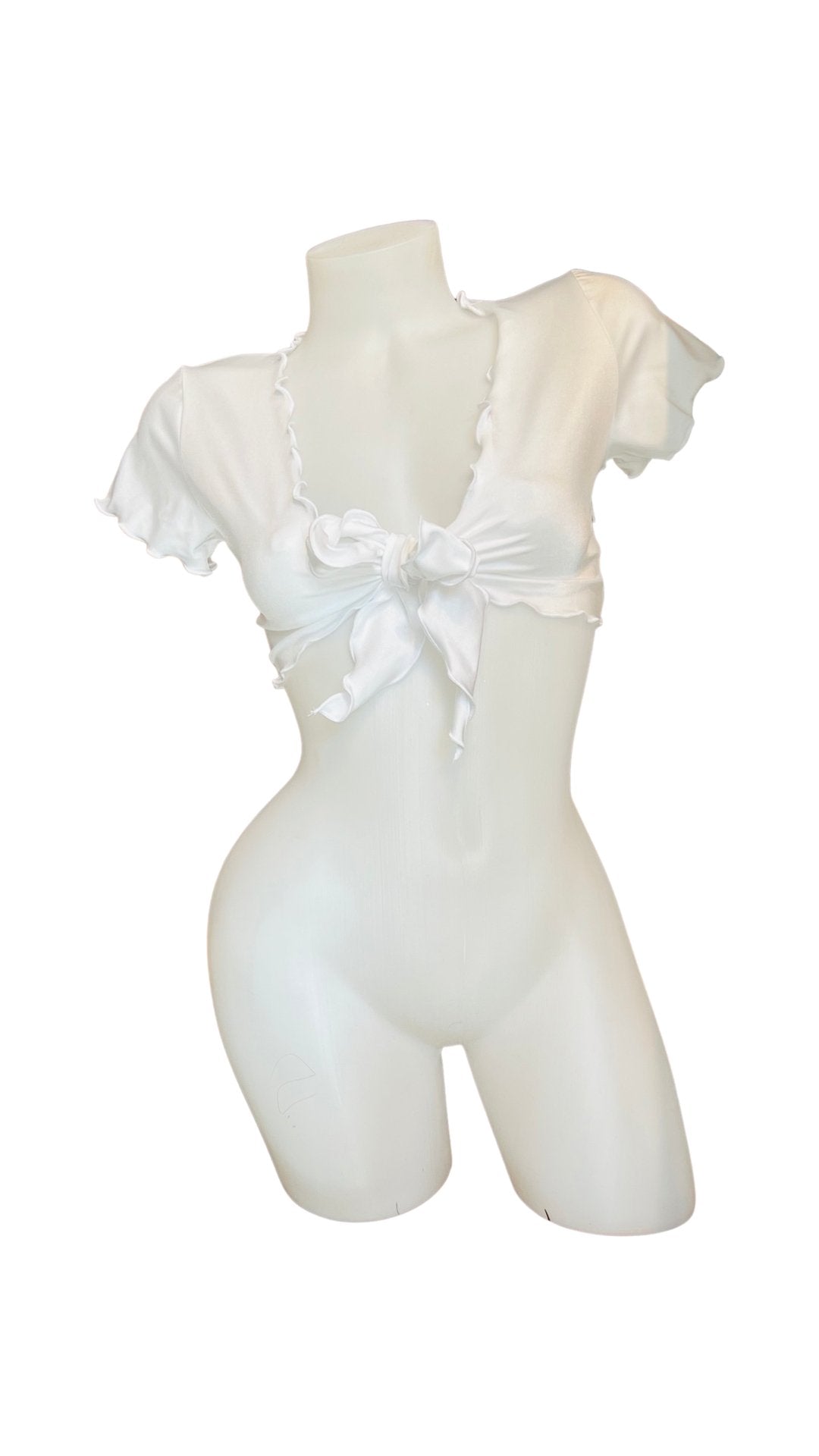 Ruffle School Girl Top White - Model Express VancouverClothing