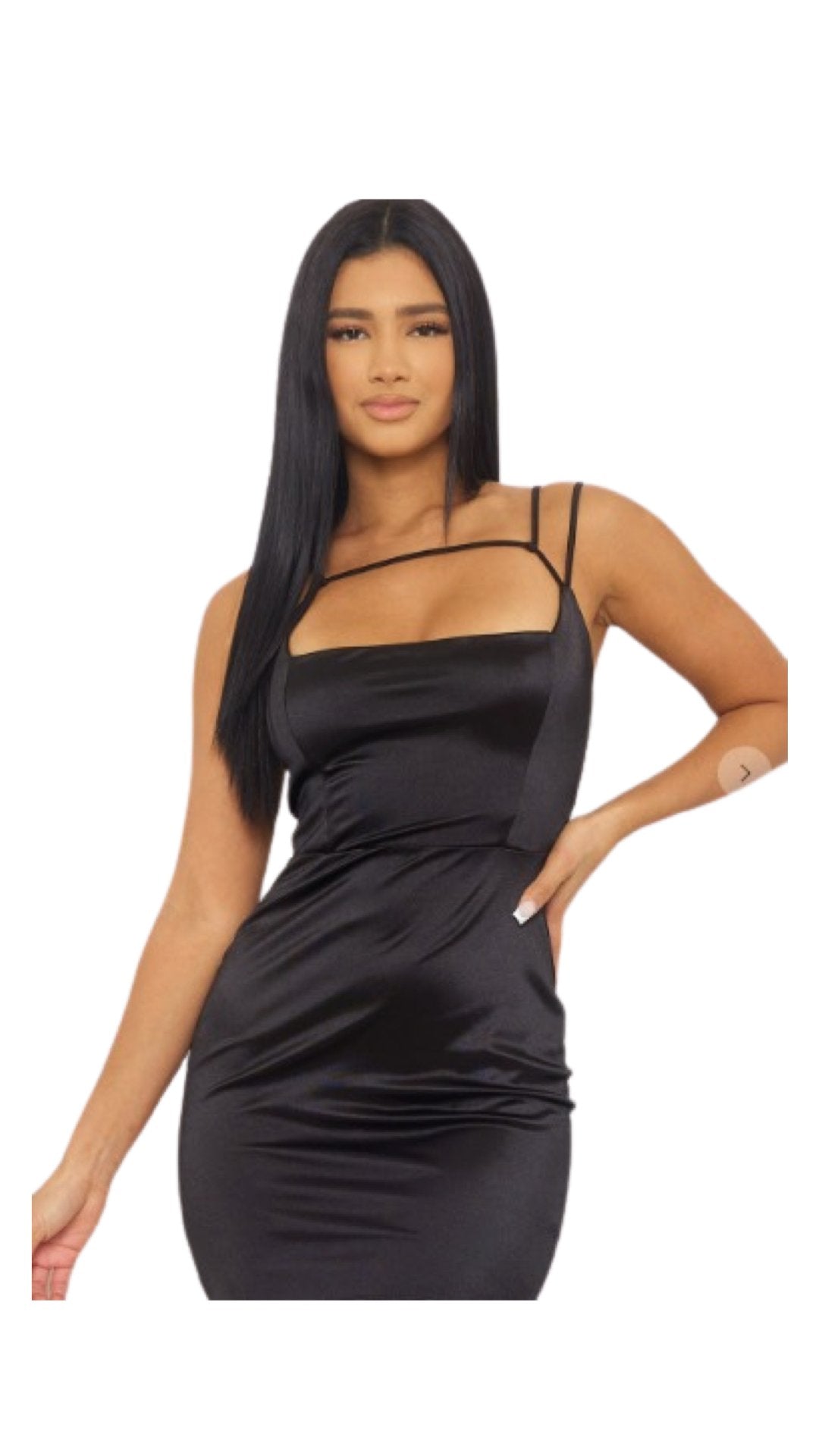 Satin Mini Dress Black - Model Express VancouverClothing