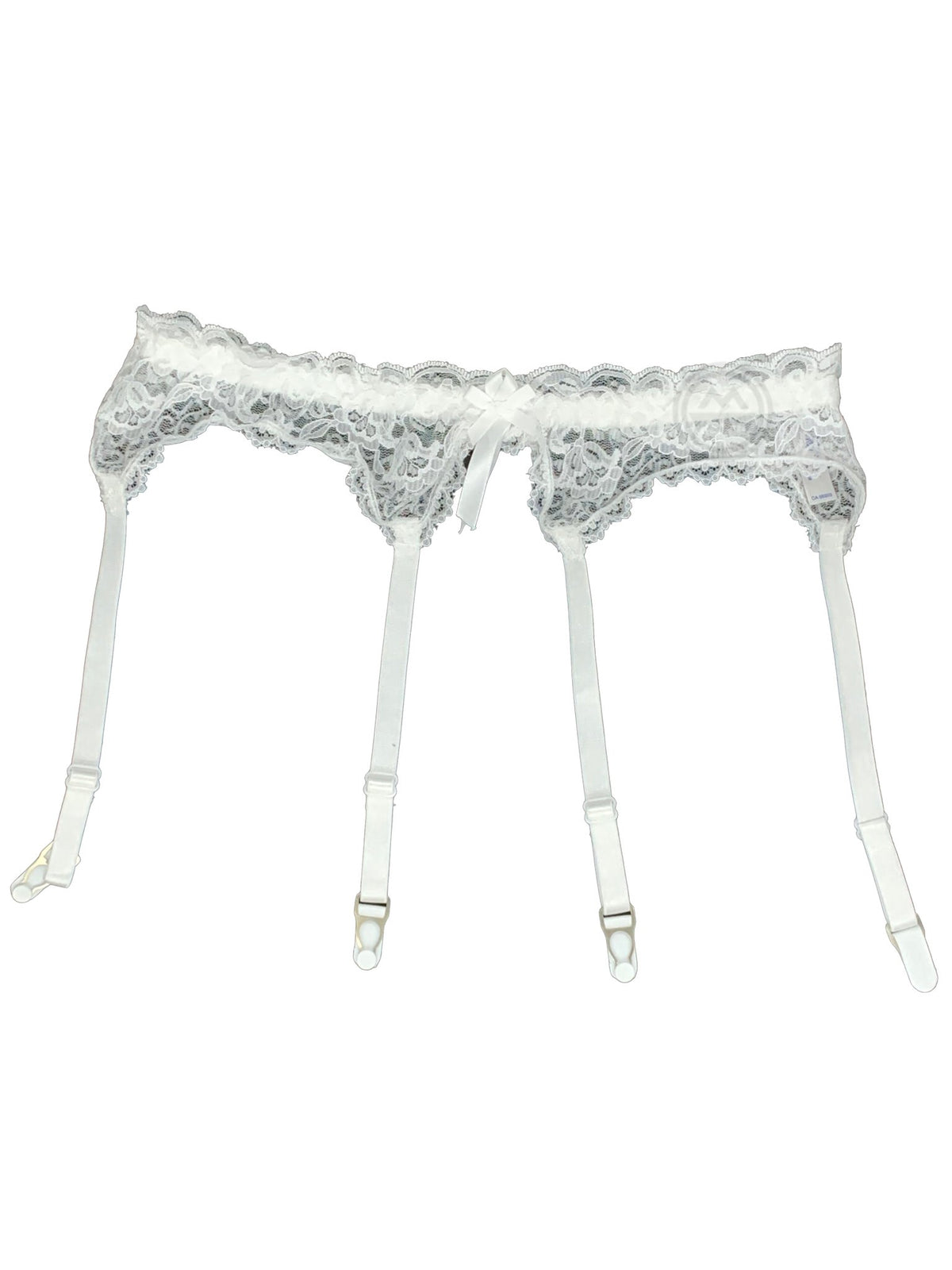 Scalloped Lace Garter Belt - White - Model Express VancouverHosiery