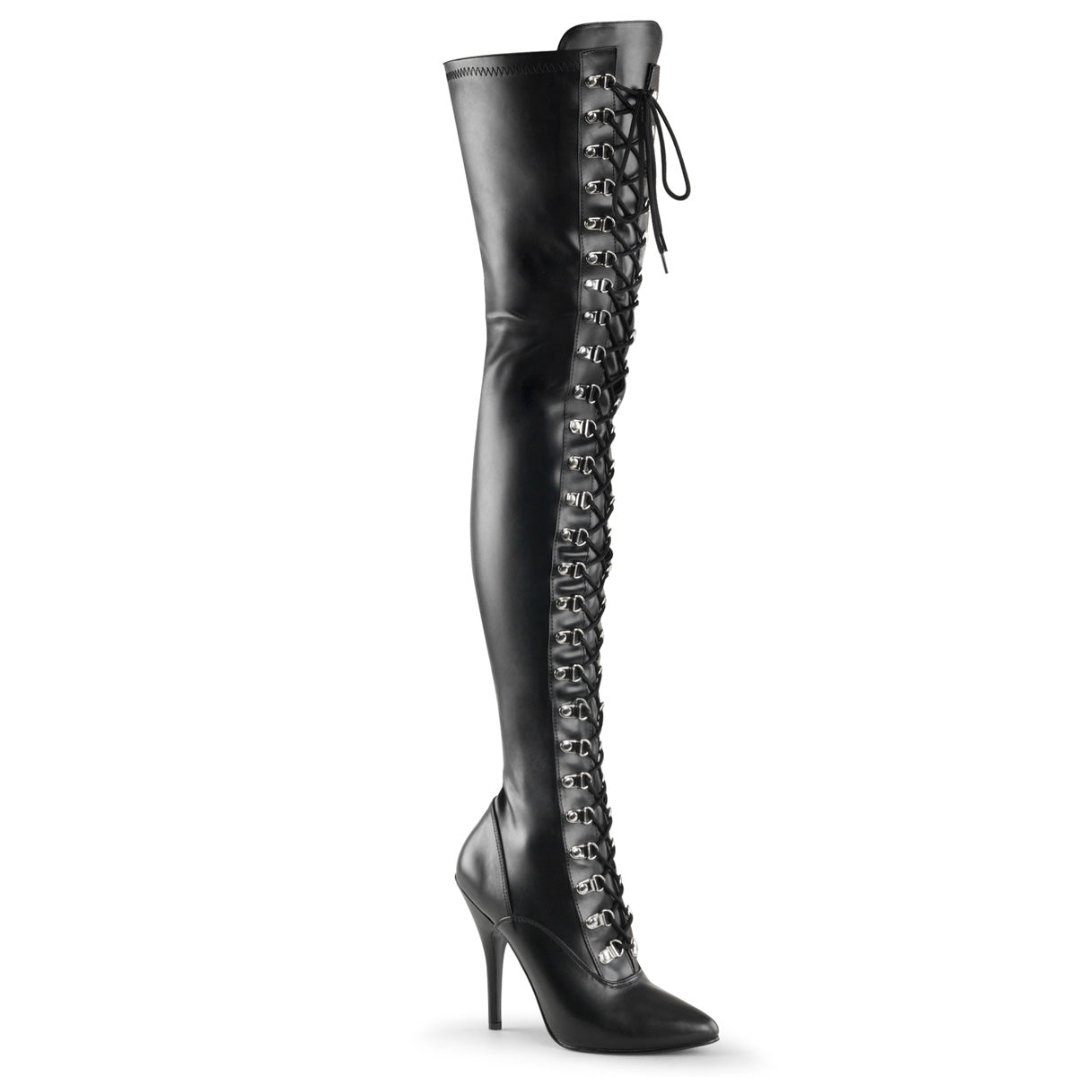 Pleasers Seduce-3024 - Blk Str Faux Leather