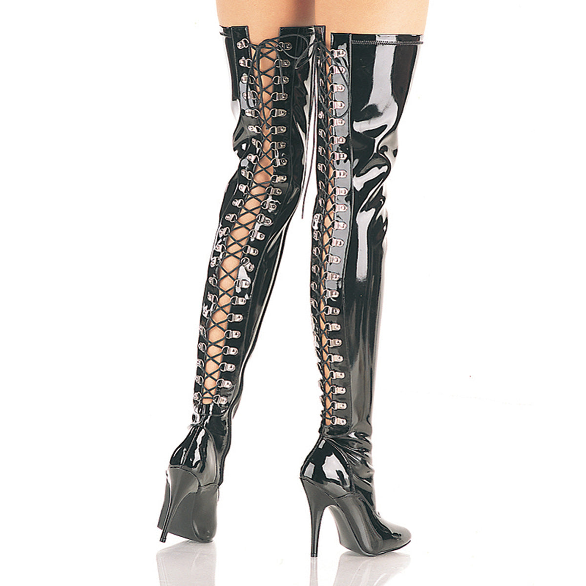 Pleasers Seduce-3063 - Blk Str Pat