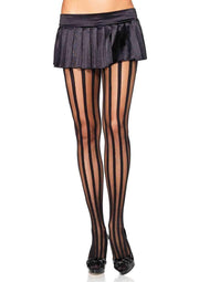 Sheer Tights with Opaque Vertical Stripes - Model Express VancouverHosiery