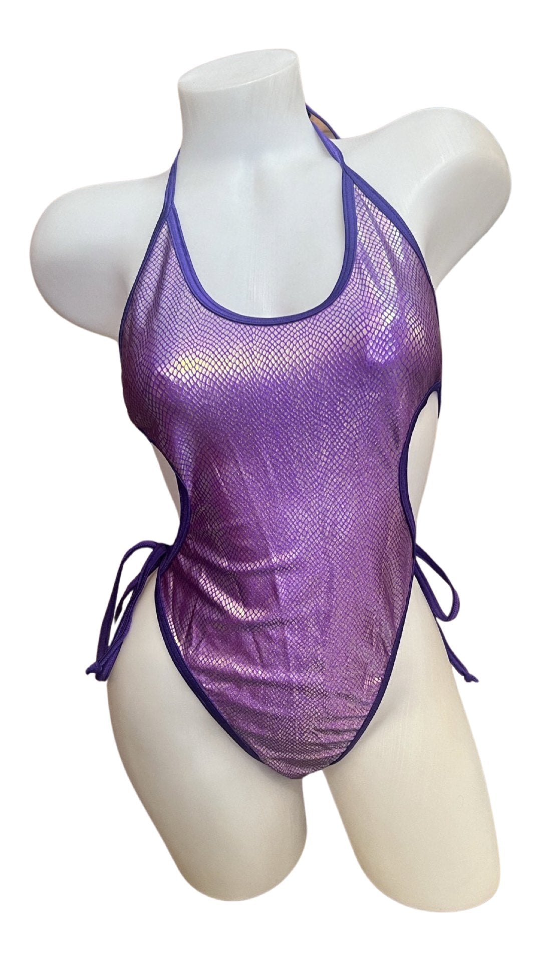 Shiny One Piece - Purple Snake - Model Express VancouverLingerie