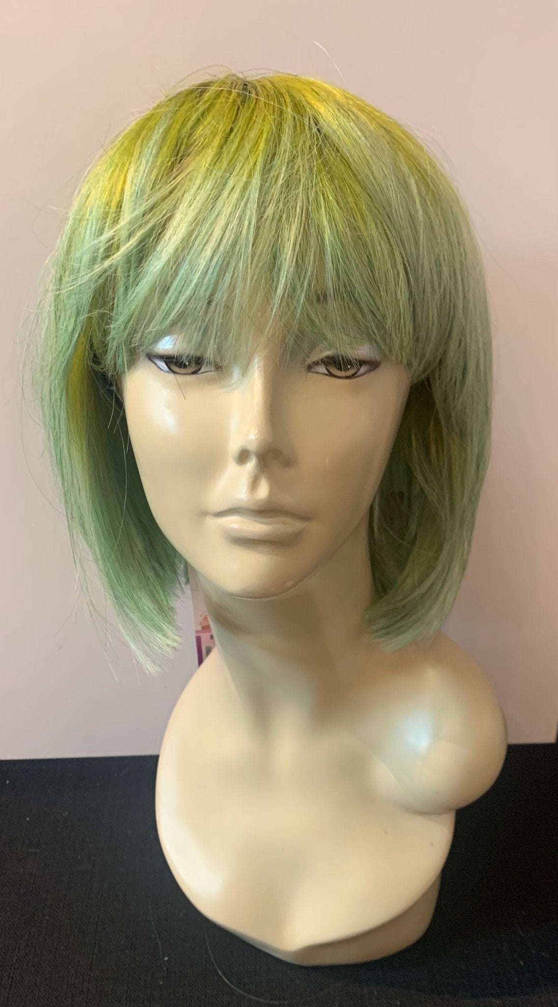 Short Bob Wig with Bangs - Yellow/Lime - Model Express VancouverAccessories