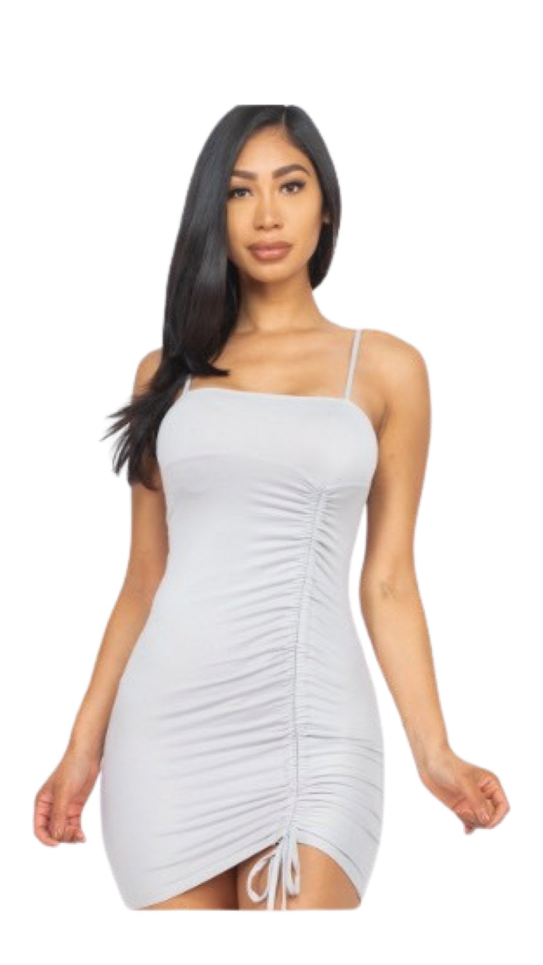 Side Ruched Dress Grey - Model Express VancouverClothing