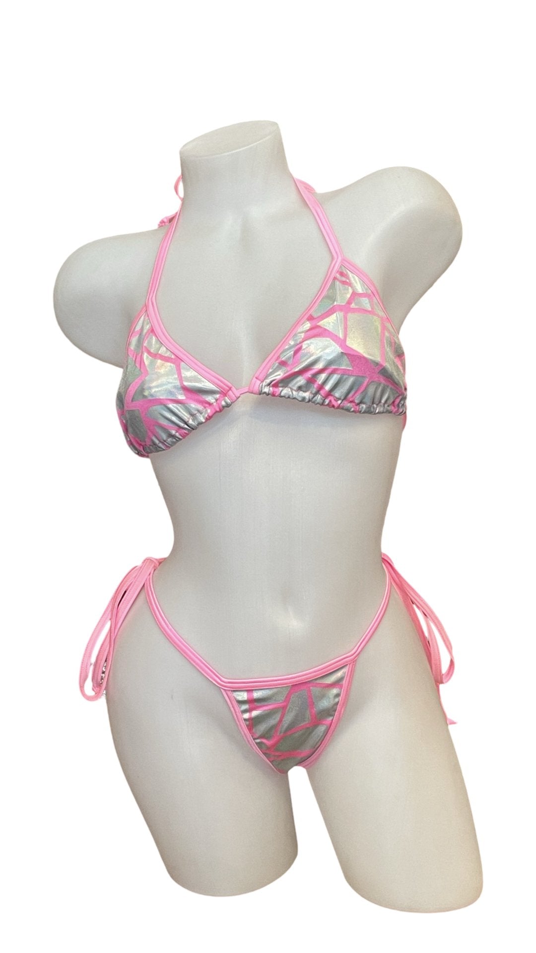 Silver Mosaic Bikini - Baby Pink - Model Express VancouverBikini