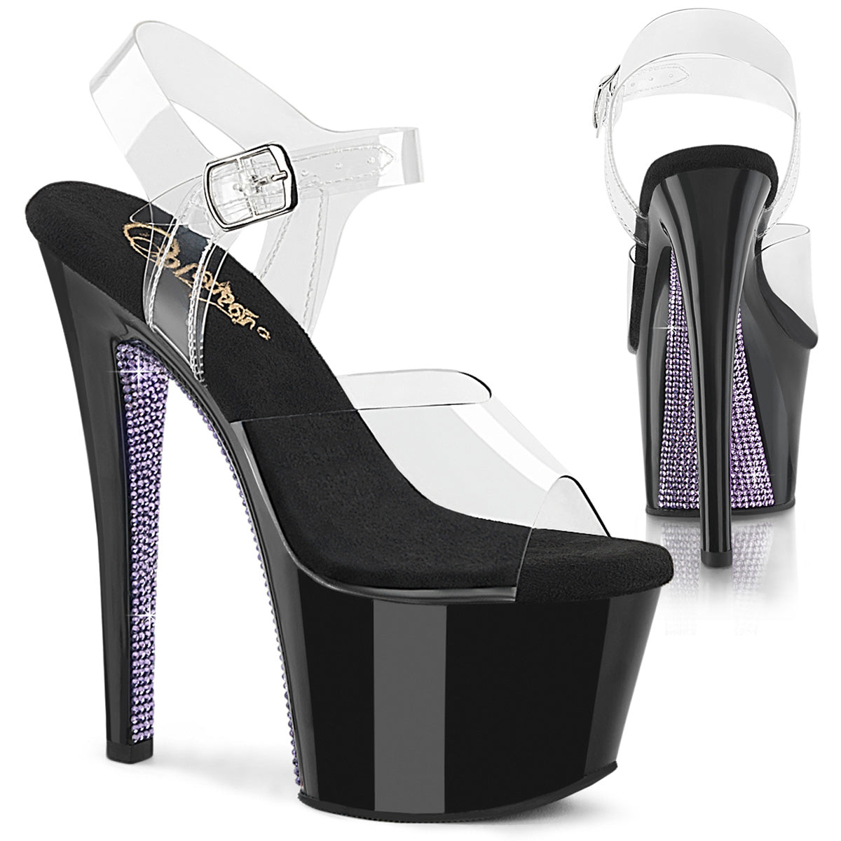 Pleasers Sky-308Crs - Clr/Blk-Lavender RS