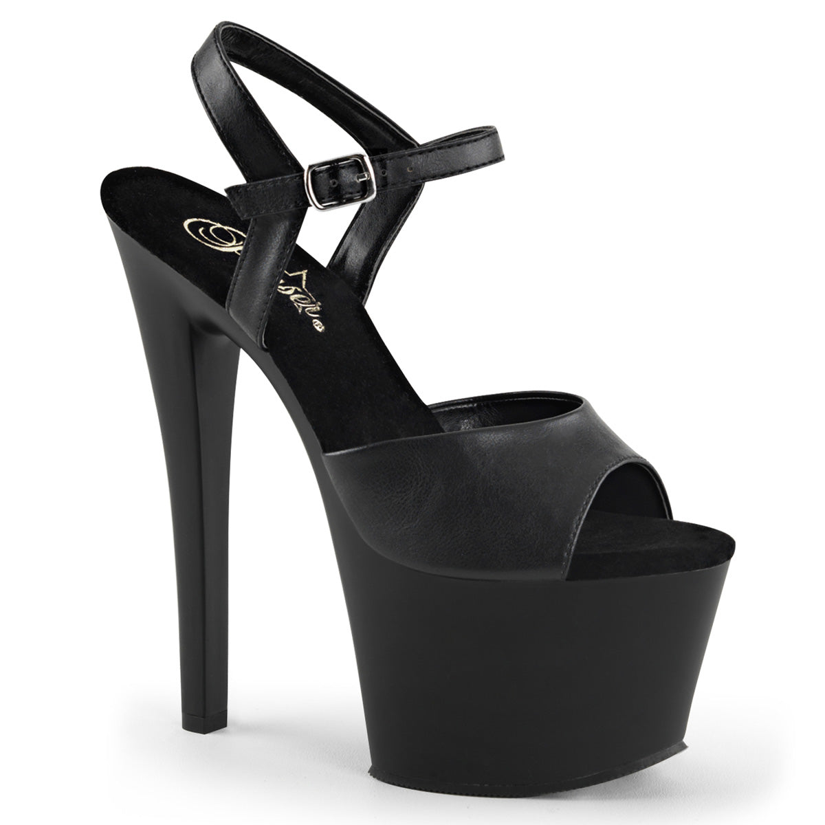 Pleasers Sky-309 - Blk Faux Leather/Blk Matte