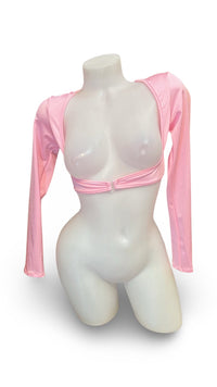 Sleeved Clip Crop Top Baby Pink - Model Express VancouverClothing