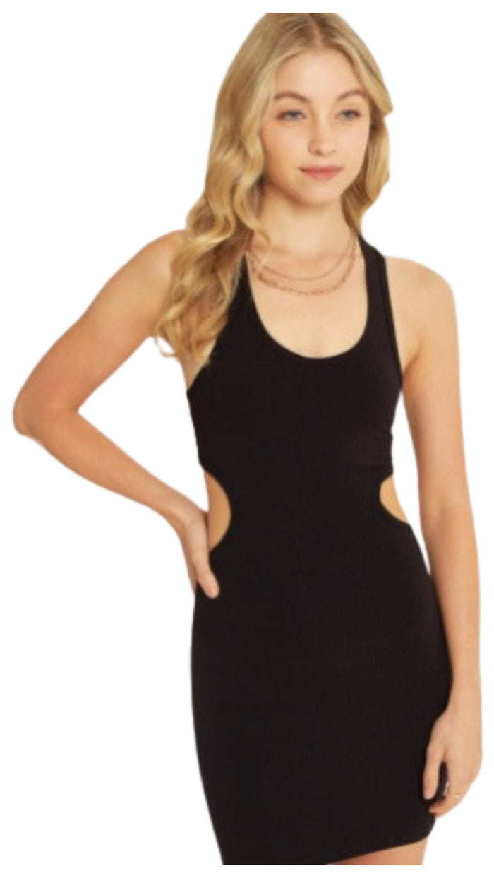 Sleeveless Knit Dress with Cut Outs - Black - Model Express VancouverClothing