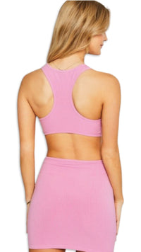 Sleeveless Knit Dress with Cut Outs - Pink - Model Express VancouverClothing