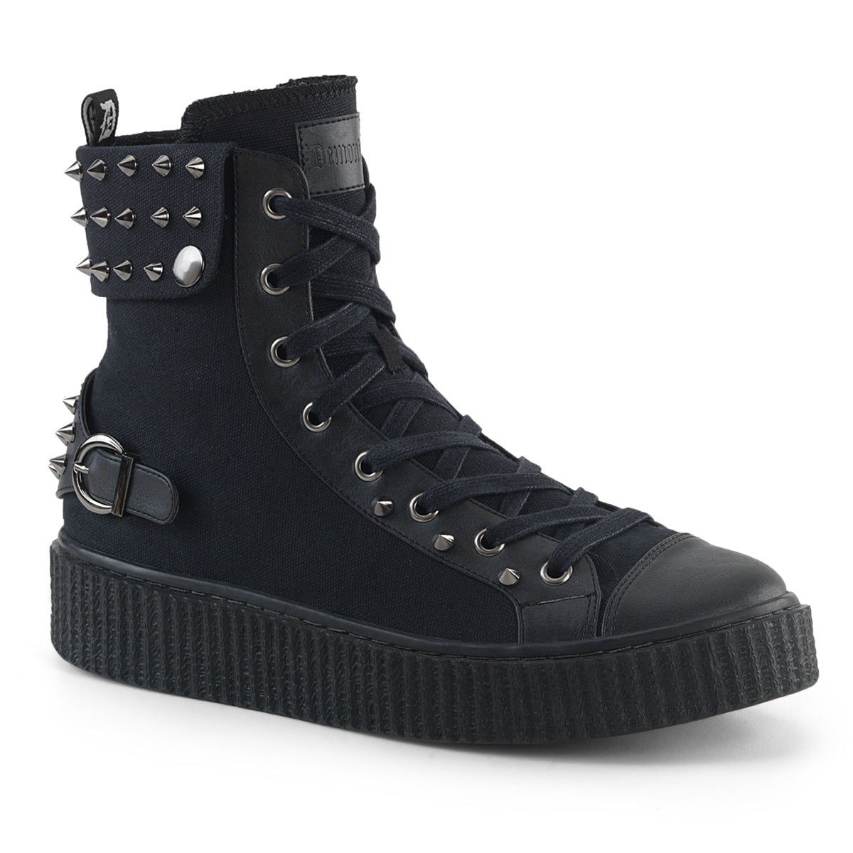 Demonia Sneeker-266 - Blk Canvas-Vegan Leather