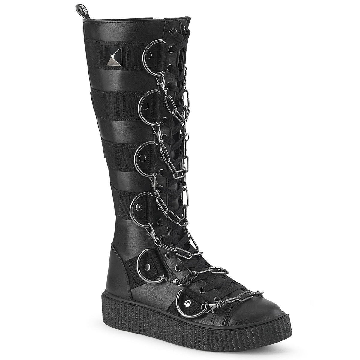 Demonia Sneeker-405 - Blk Vegan Leather-Canvas
