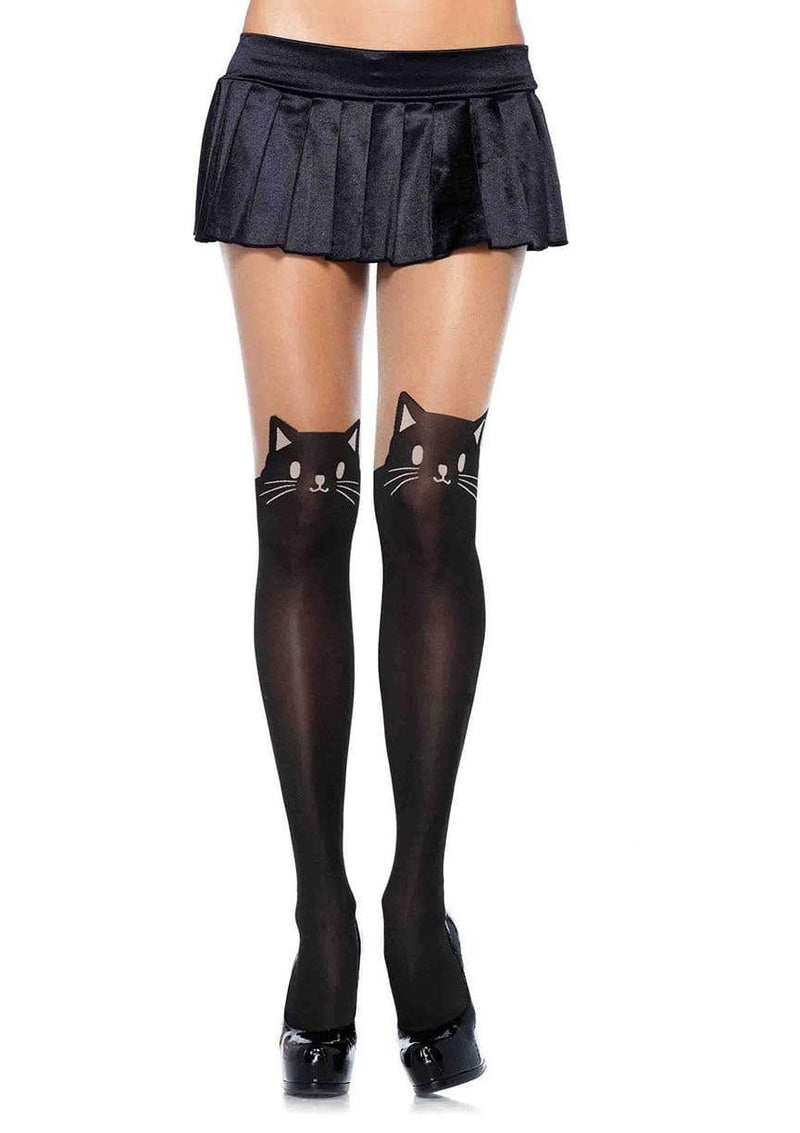 Spandex Black Cat Opaque Tights - Model Express VancouverHosiery