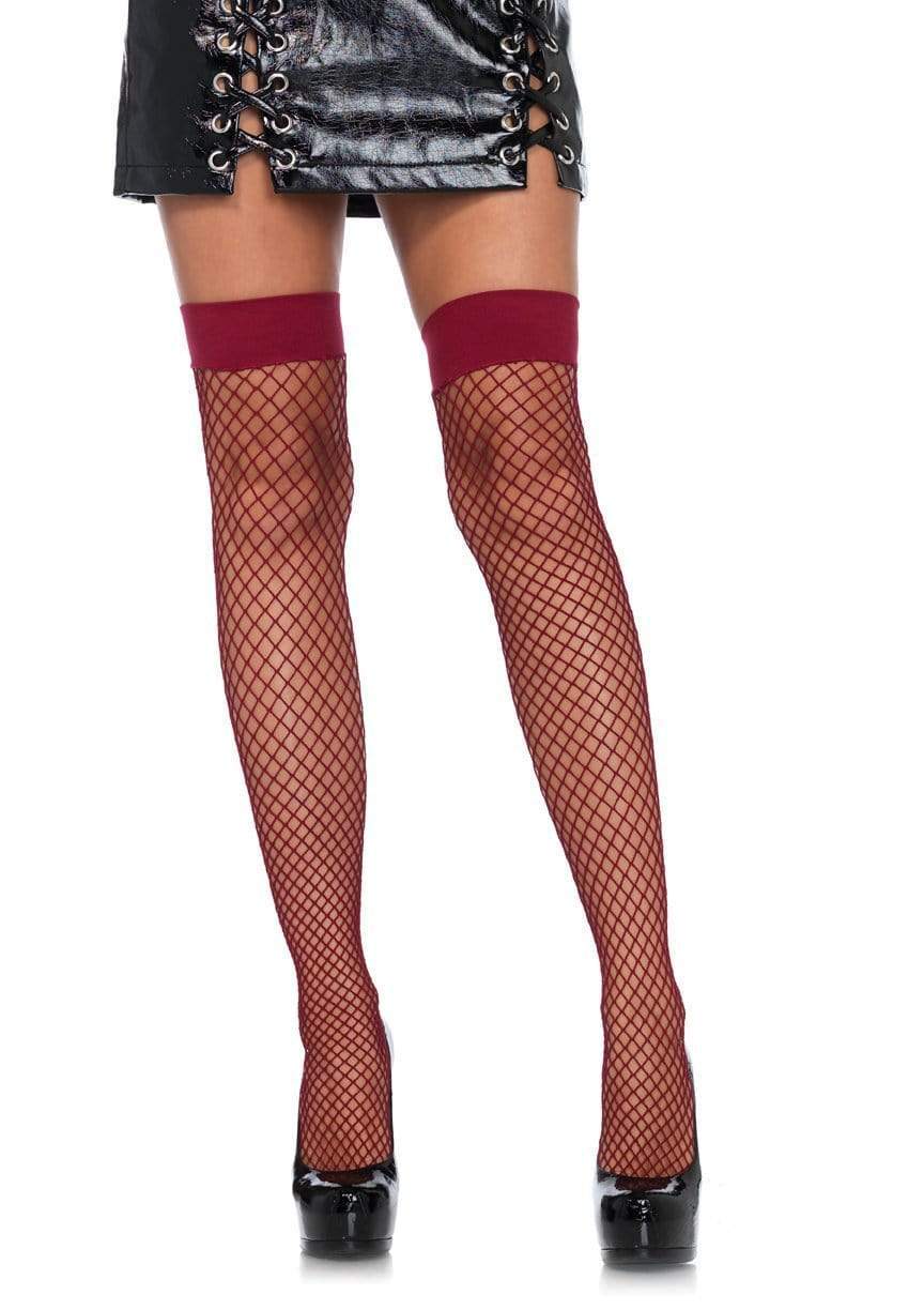 Spandex Industrial Net Thigh Highs Burgundy - Model Express VancouverHosiery