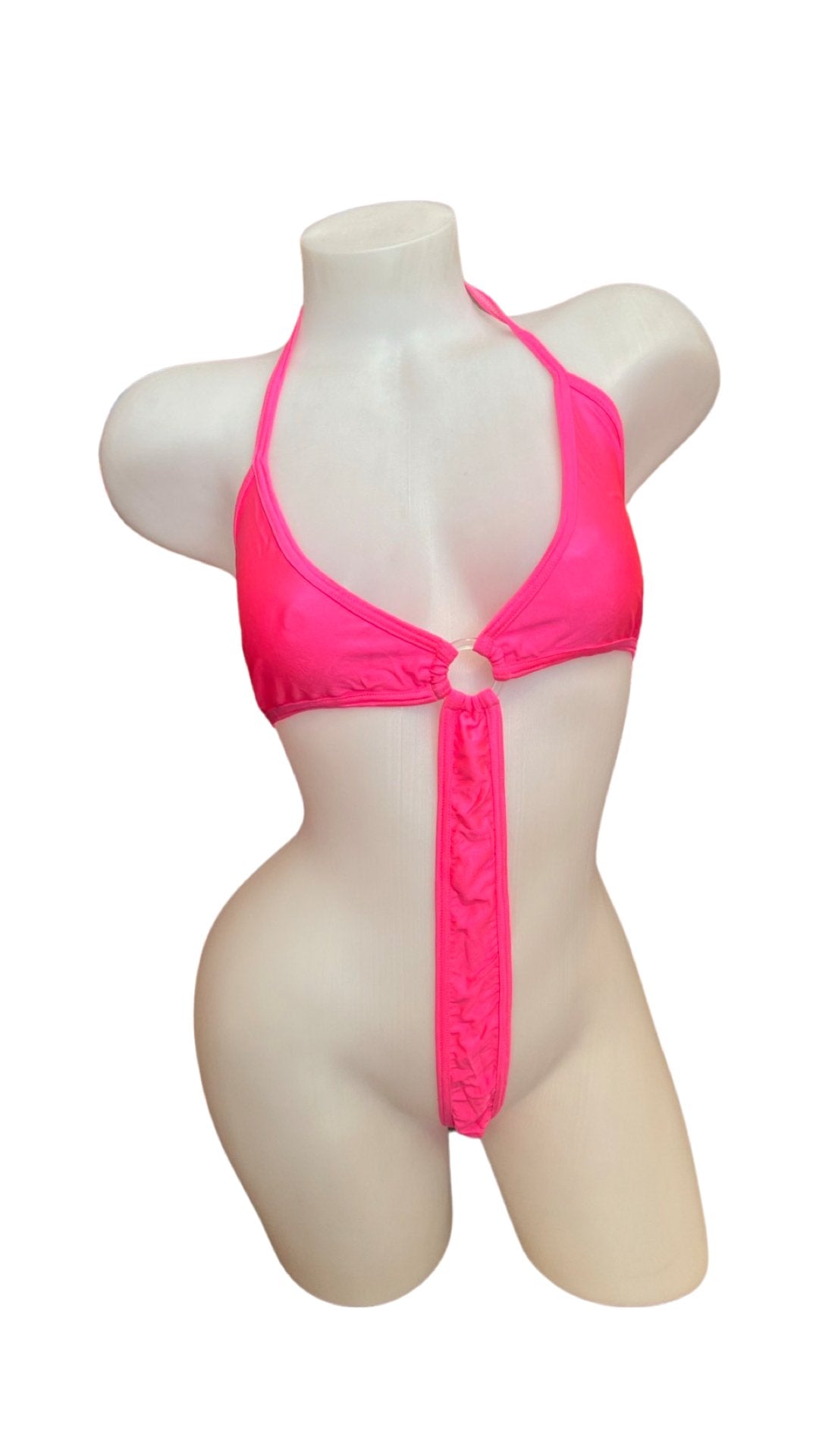 Spandex O-Ring Bodysuit - Hot Pink - Model Express VancouverLingerie