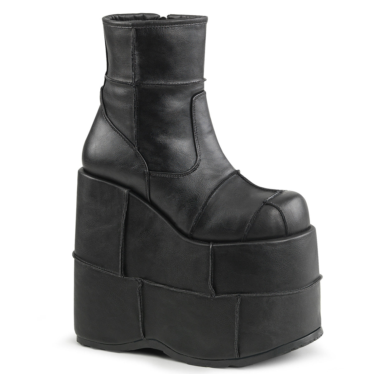 Demonia Stack-201 - Blk Vegan Leather