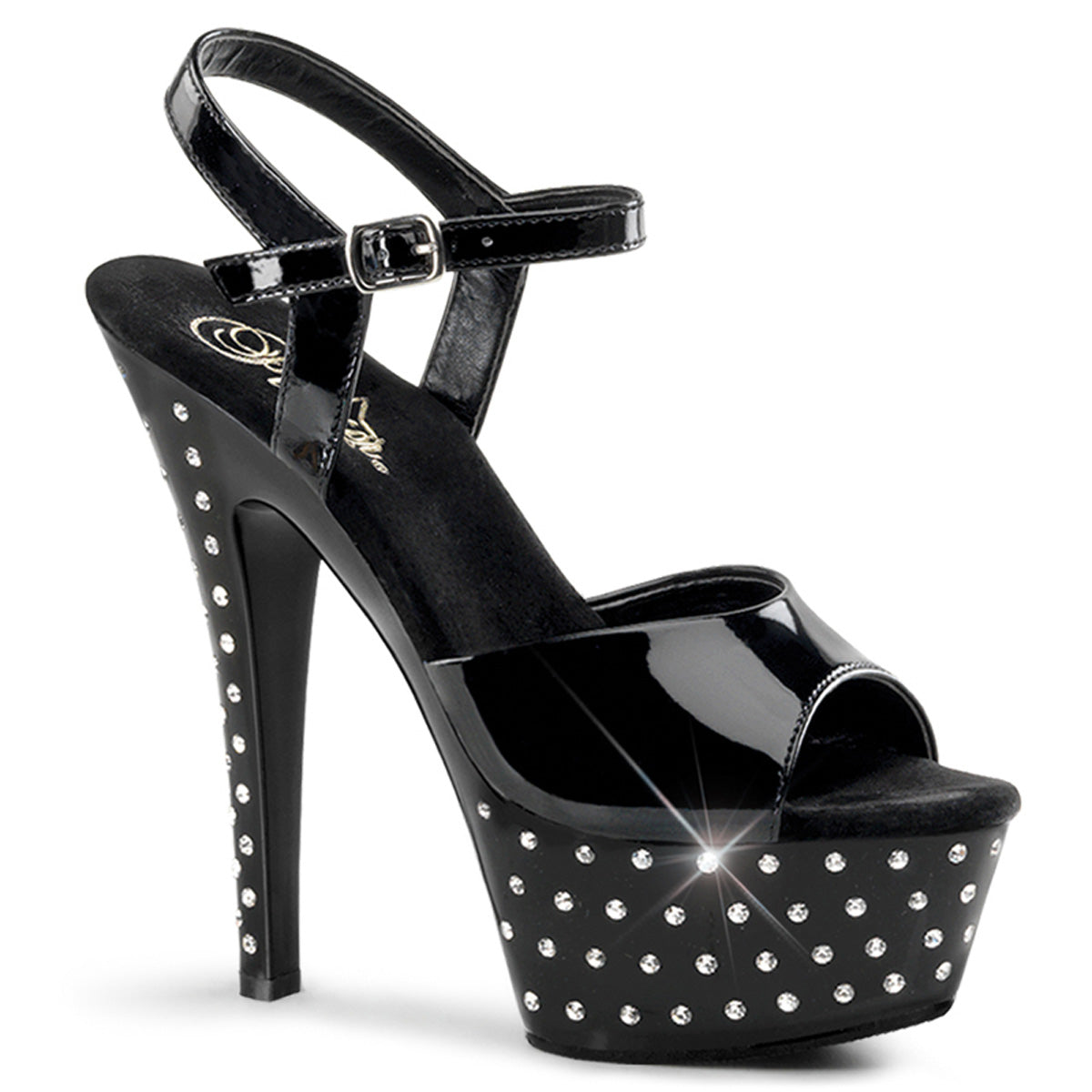 Pleasers Stardust-609 - Blk Pat/Blk