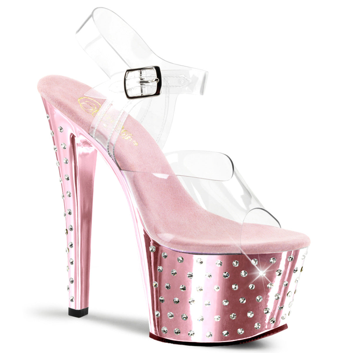 Pleasers Stardust-708 - Clr/B. Pink Chrome