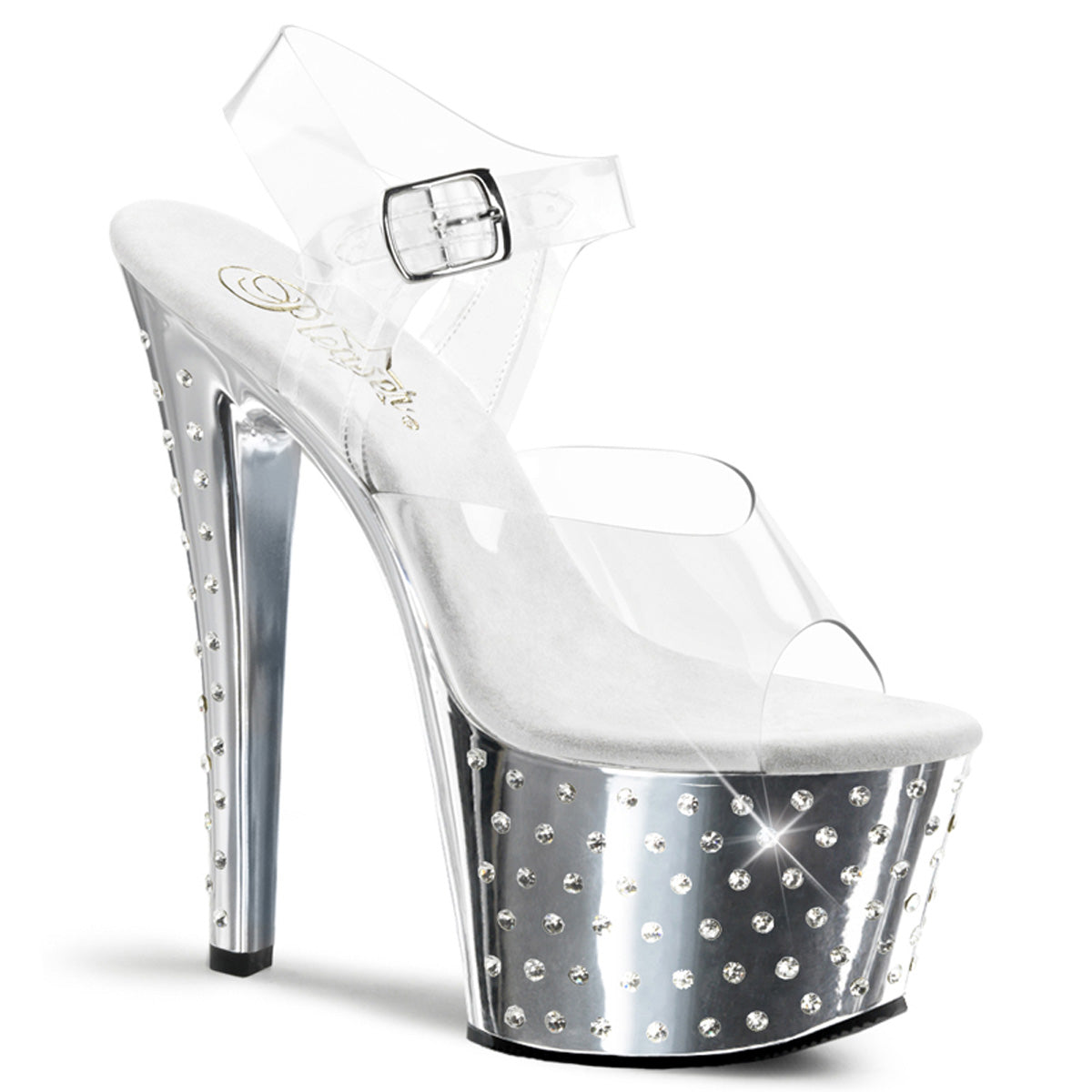 Pleasers Stardust-708 - Clr/Slv Chrome