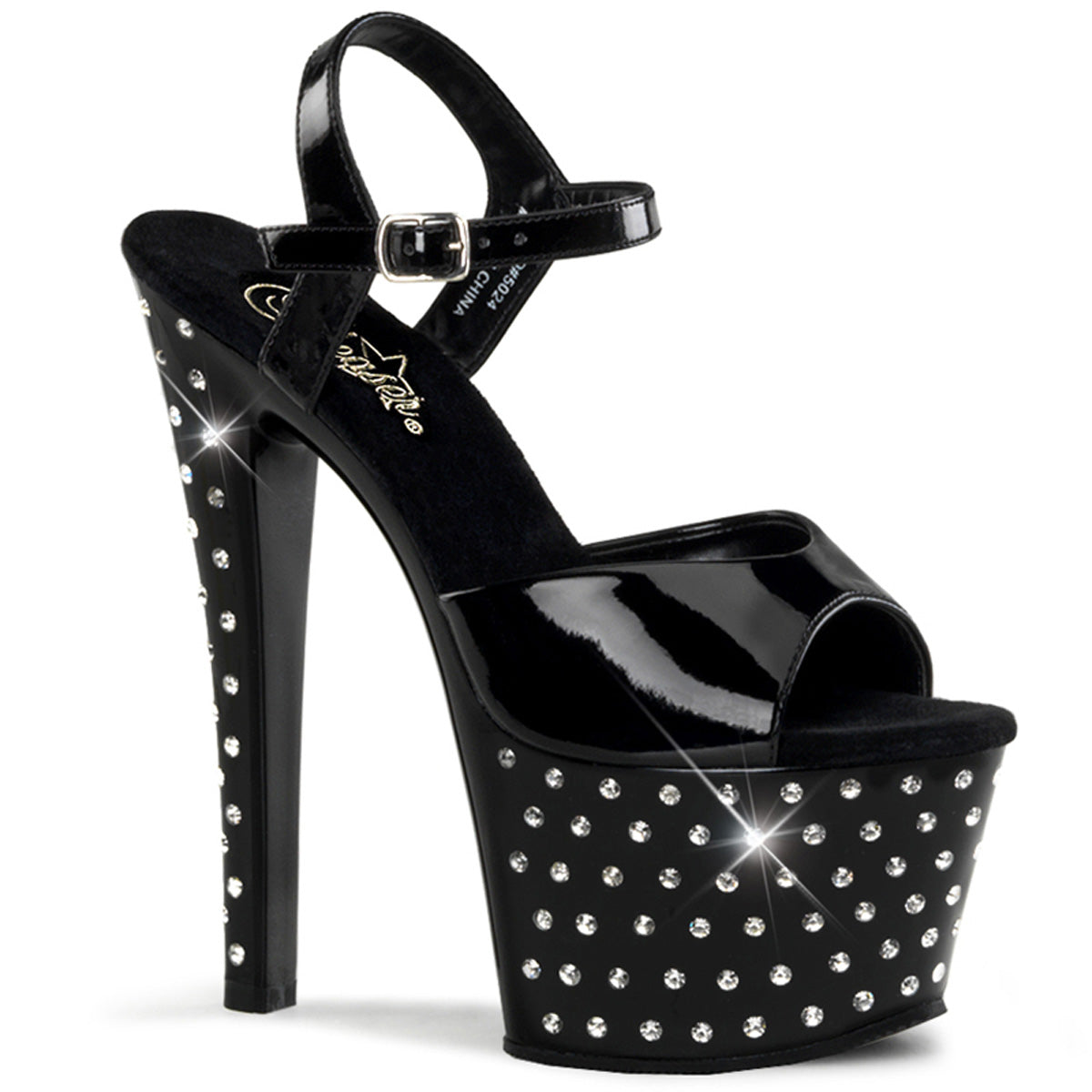 Pleasers Stardust-709 - Blk Pat/Blk