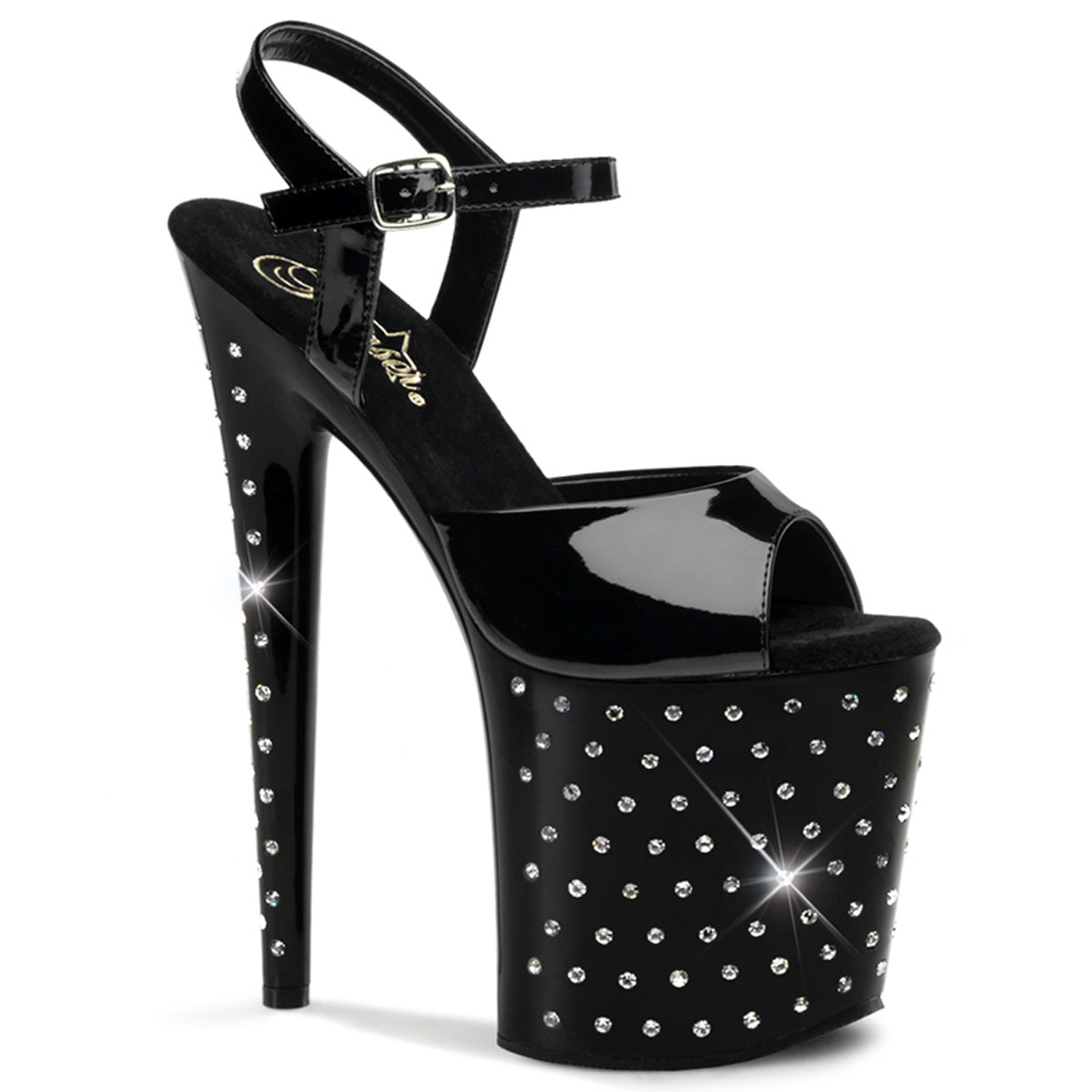Pleasers Stardust-809 - Blk Pat/Blk