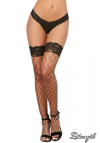 Stay Up Fence Net Thigh Highs with Lace Top - Model Express VancouverHosiery