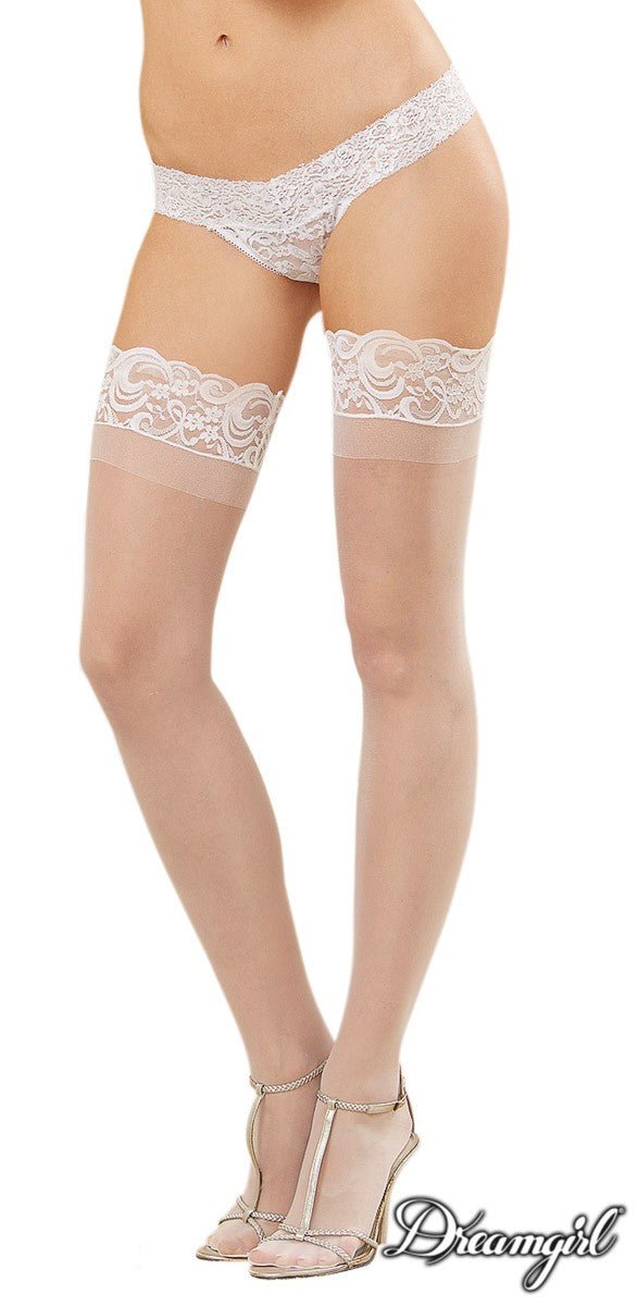 Stay Up Sheer Thigh High White - Model Express VancouverHosiery
