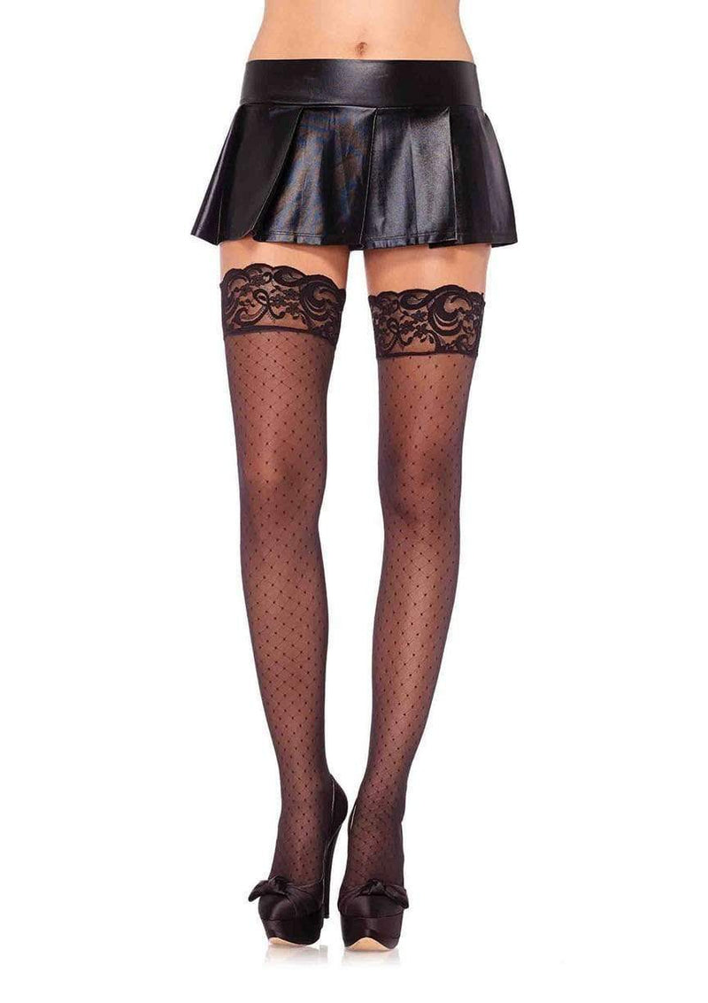 Stay Up Spandex Sheer Diamond Dot Thigh Highs - Model Express VancouverHosiery