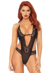 Stretch Lace Deep-V Teddy Black - Model Express VancouverLingerie