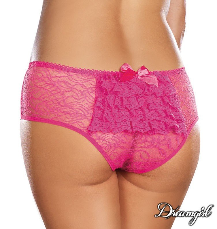 Stretch Lace Open Crotch Panty - Pink - Model Express VancouverLingerie