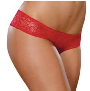 Stretch Lace Open Crotch Panty - Red - Model Express VancouverLingerie
