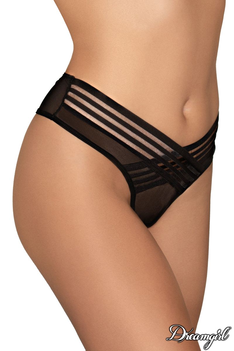 Striped Mesh Panty Black - Model Express VancouverLingerie