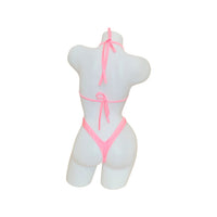 Suspender Front Tie Top & Thong Baby Pink - Model Express VancouverLingerie