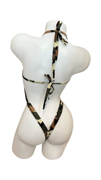 Suspender Front Tie Top & Thong Camoflauge - Model Express VancouverLingerie