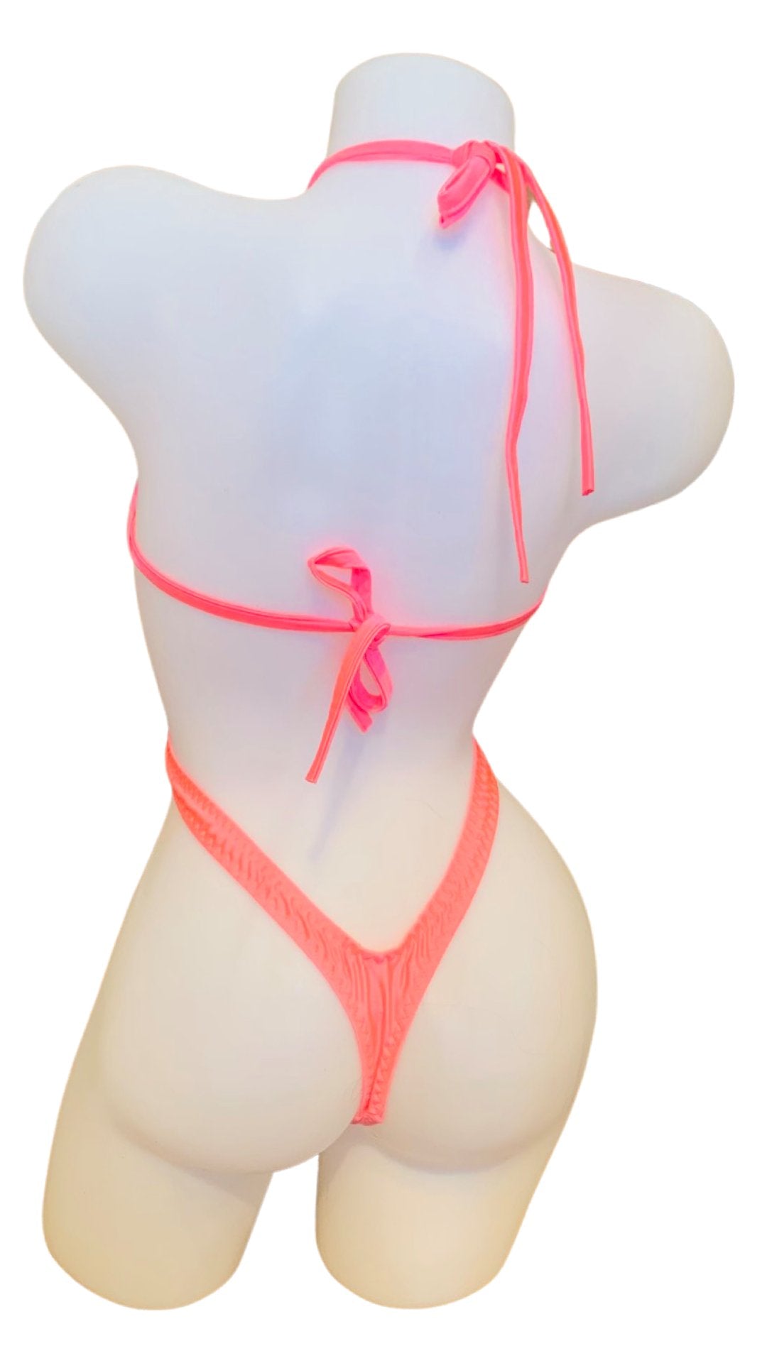 Suspender Front Tie Top & Thong Coral - Model Express VancouverLingerie