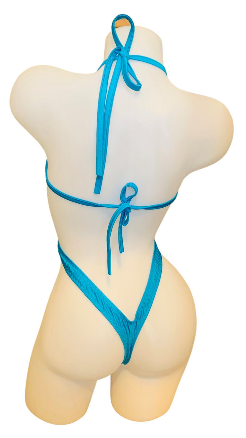 Suspender Front Tie Top & Thong Turquoise - Model Express VancouverLingerie