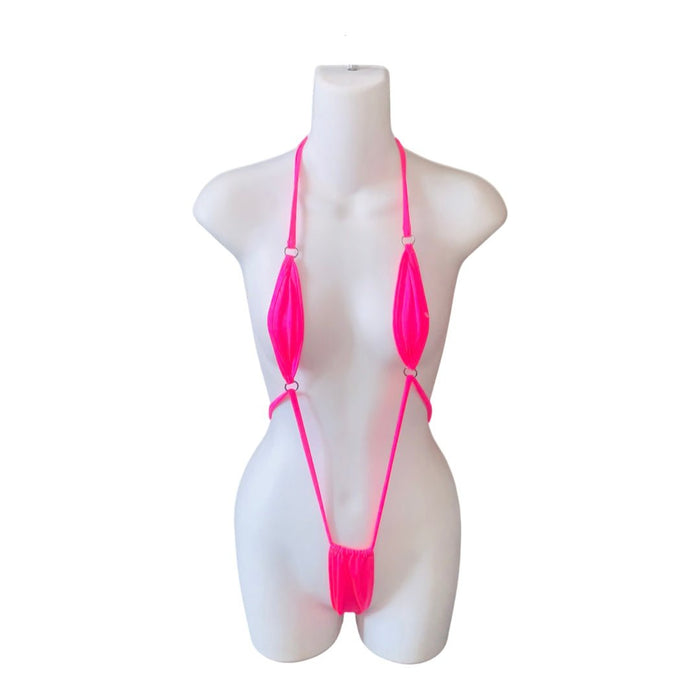 Thong Bodysuit - Neon Pink - Model Express VancouverLingerie