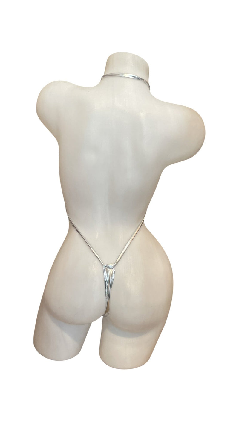 Thong Bodysuit - Silver - Model Express VancouverLingerie