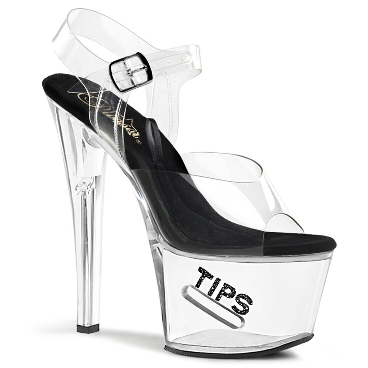 Pleasers Tipjar-708-5 - Clr-Blk/Clr