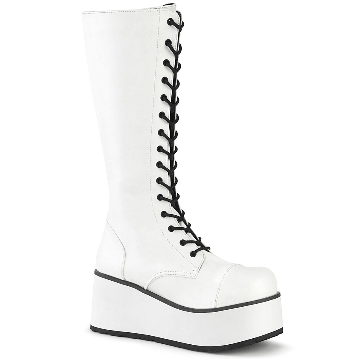 Demonia Trashville-502 - Wht Vegan Leather