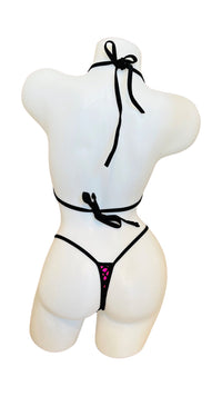 Two Tone Fishnet Bikini - Black/Pink - Model Express VancouverLingerie