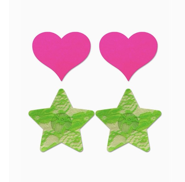 UV Glow Heart and Star Pasties Set - Model Express VancouverAccessories