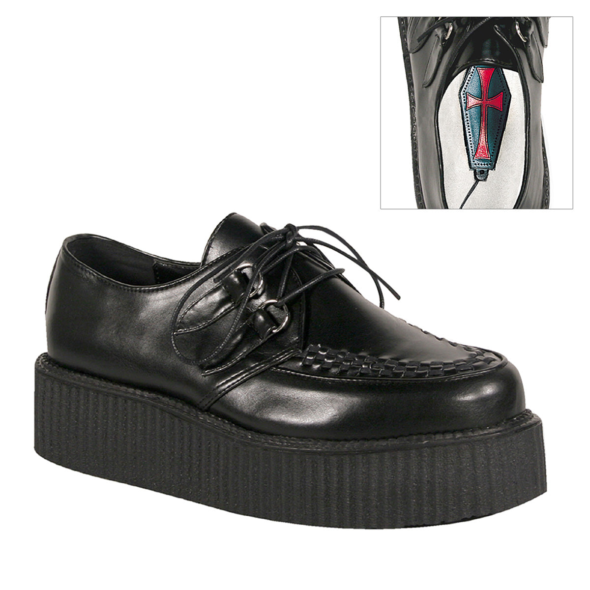 Demonia V-Creeper-502 - Blk Vegan Leather