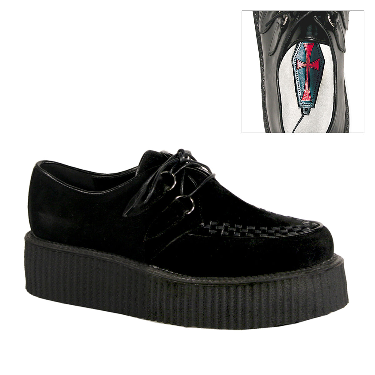 Demonia V-Creeper-502S - Blk Vegan Suede
