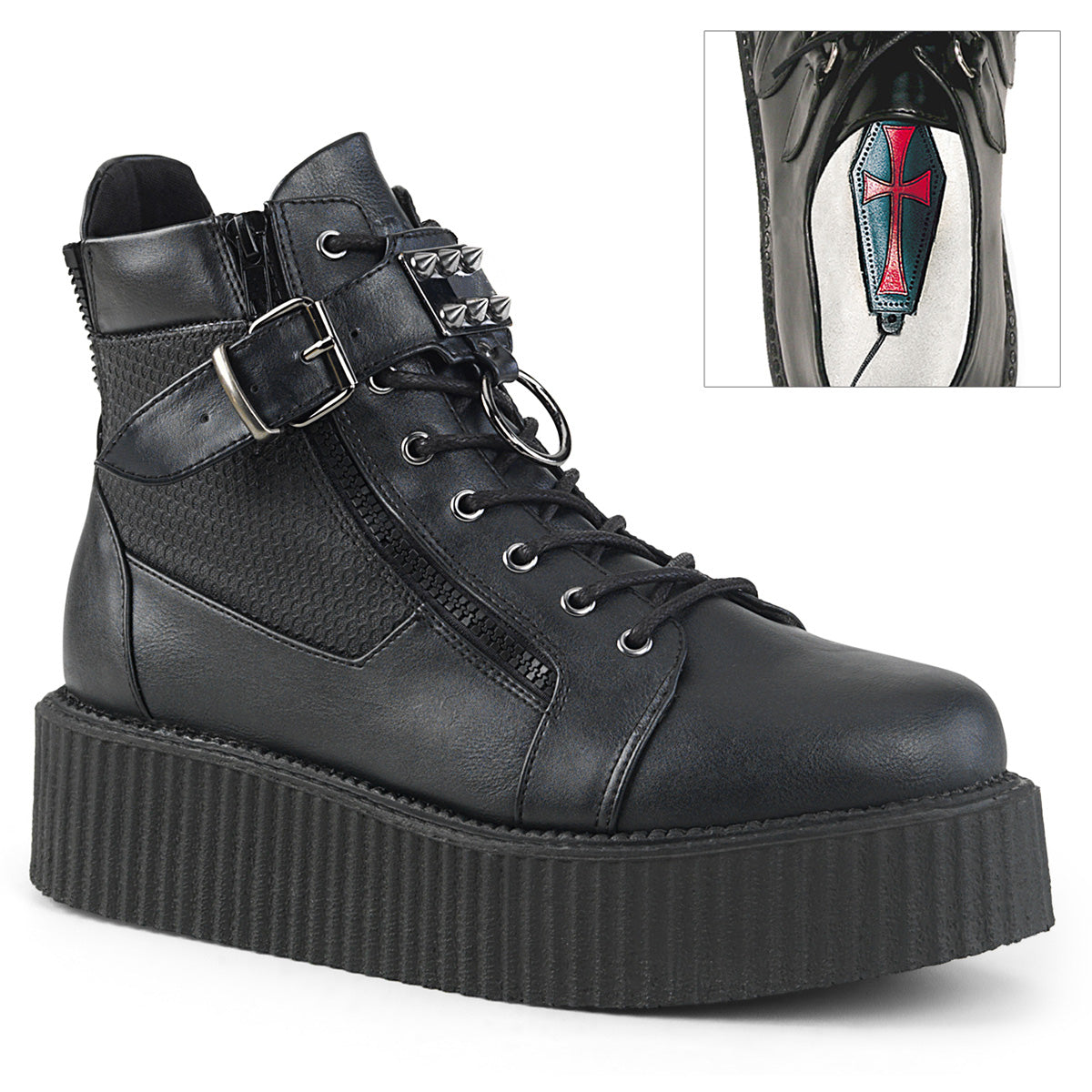 Demonia V-Creeper-566 - Blk Vegan Leather